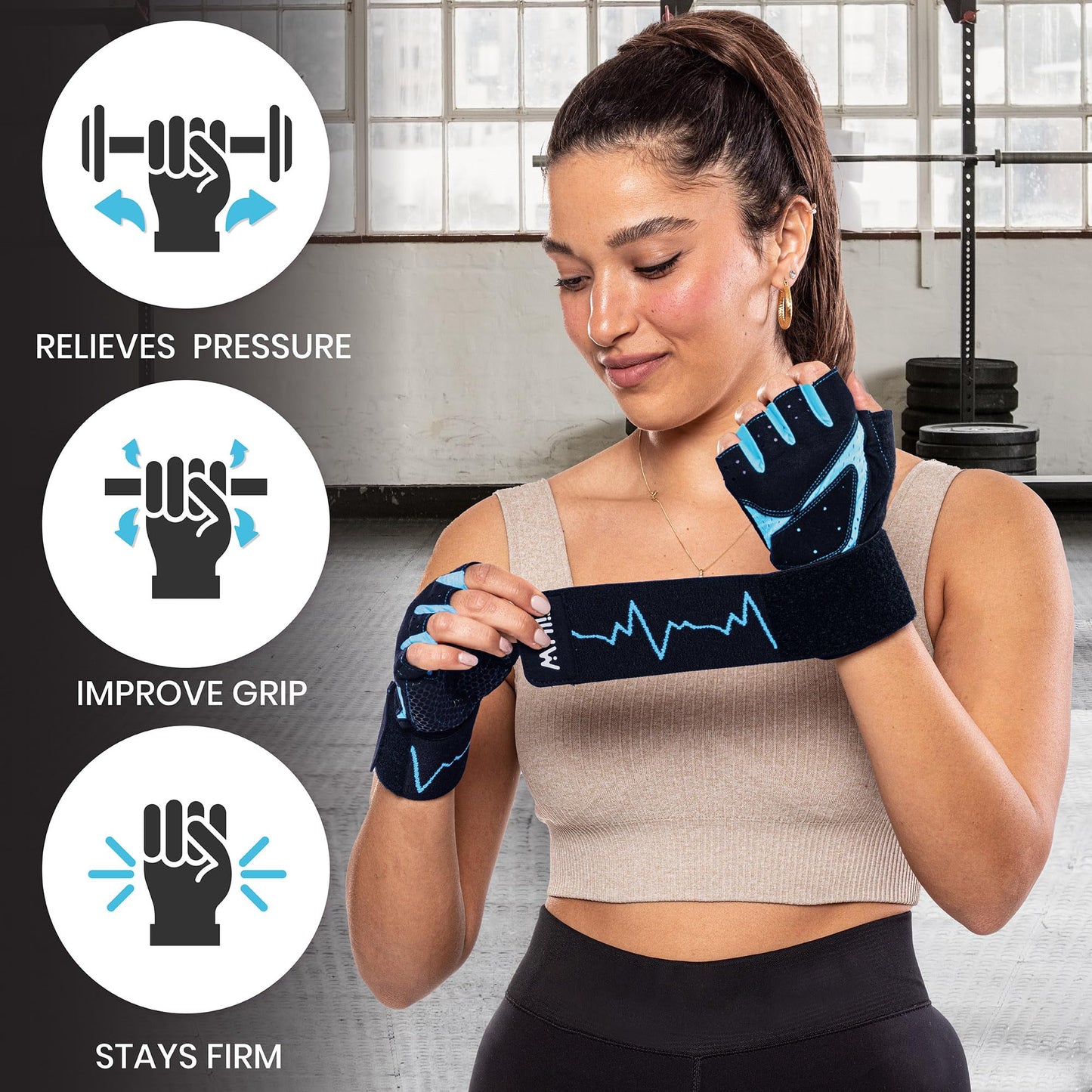 MhIL Workout Gloves for Women โ Breathable Gym Gloves for Women with Palm Protection and Enhanced Grip โ Padded Weight Lifting Glove for Womens with Wrist Wraps Support Weightlifting Exercise Cycling