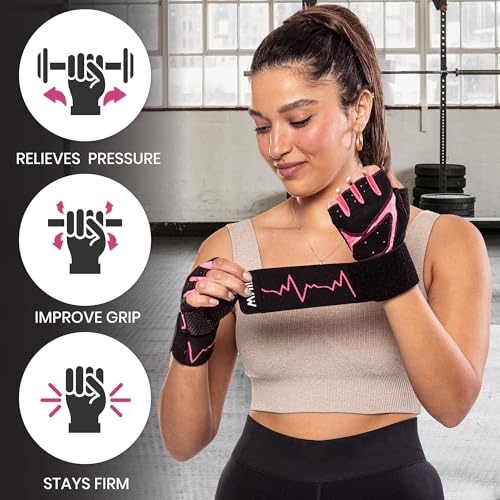 MhIL Workout Gloves for Women โ Breathable Gym Gloves for Women with Palm Protection and Enhanced Grip โ Padded Weight Lifting Glove for Womens with Wrist Wraps Support Weightlifting Exercise Cycling