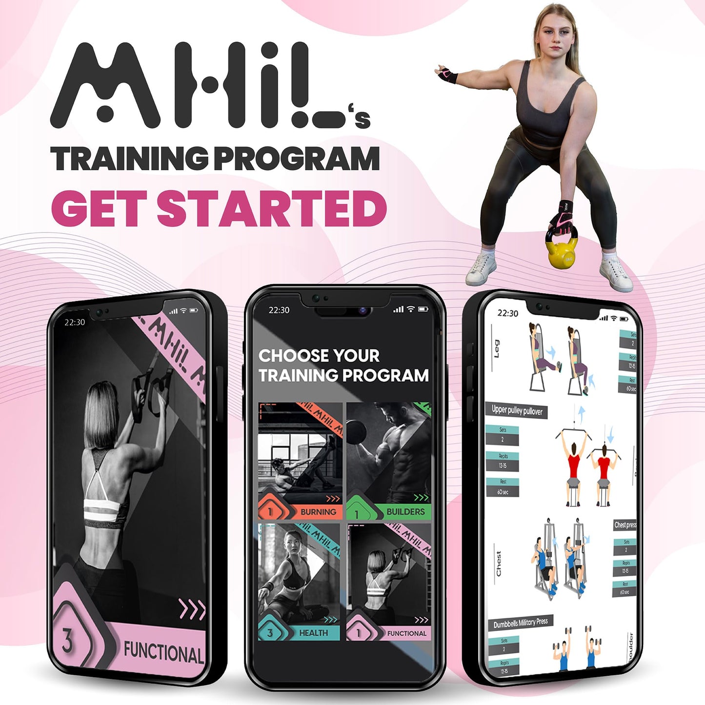 MhIL Workout Gloves for Women โ Breathable Gym Gloves for Women with Palm Protection and Enhanced Grip โ Padded Weight Lifting Glove for Womens with Wrist Wraps Support Weightlifting Exercise Cycling