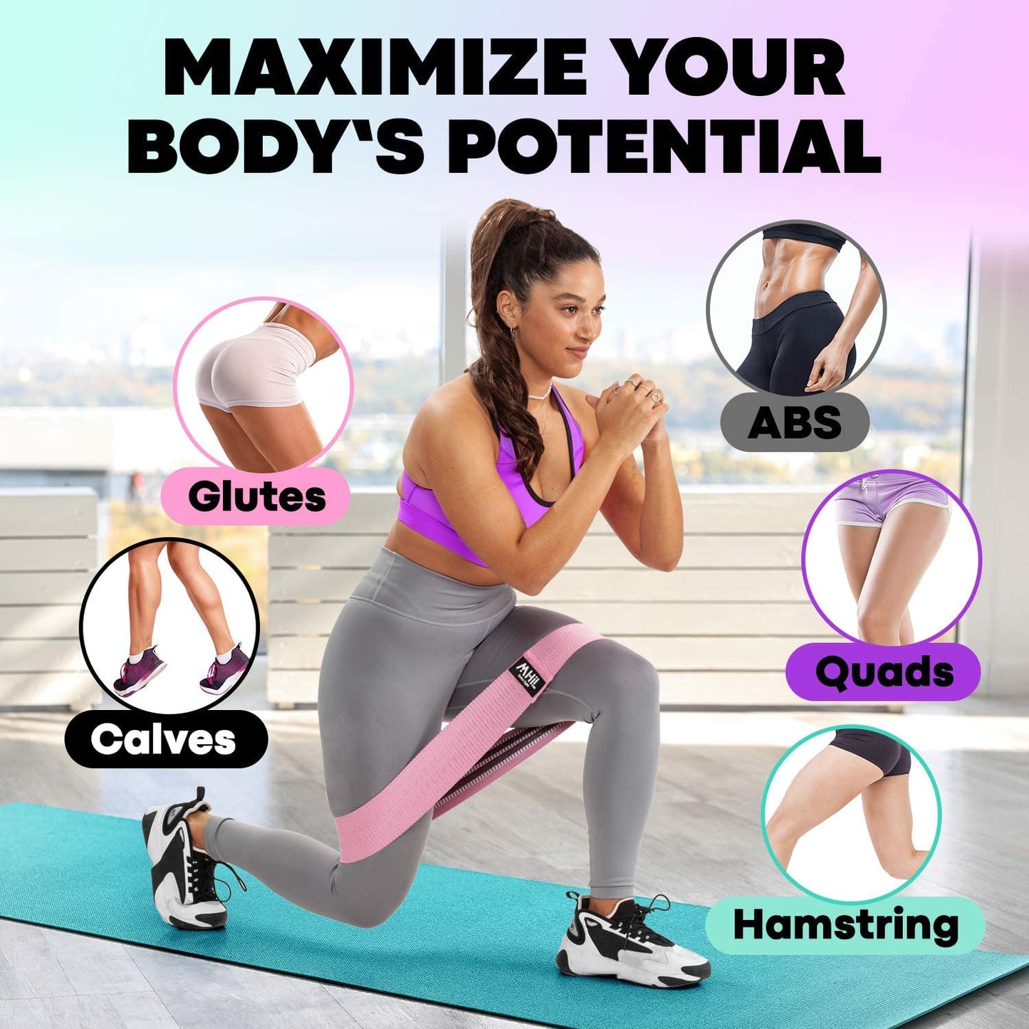 Fabric Resistance Bands for Women & Men – 4 Durable Exercise Bands for Working Out, Non-Slip & Non-Pinching Workout Bands – Multiple Resistance Levels Booty Bands for Legs Butt Glutes Hips Abs & More.