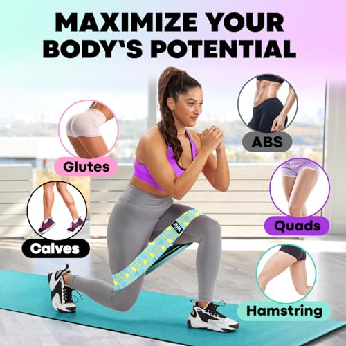 Fabric Resistance Bands for Women & Men – 4 Durable Exercise Bands for Working Out, Non-Slip & Non-Pinching Workout Bands – Multiple Resistance Levels Booty Bands for Legs Butt Glutes Hips Abs & More.