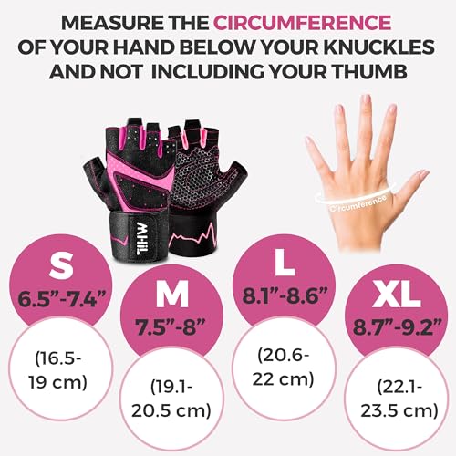 MhIL Workout Gloves for Women โ Breathable Gym Gloves for Women with Palm Protection and Enhanced Grip โ Padded Weight Lifting Glove for Womens with Wrist Wraps Support Weightlifting Exercise Cycling
