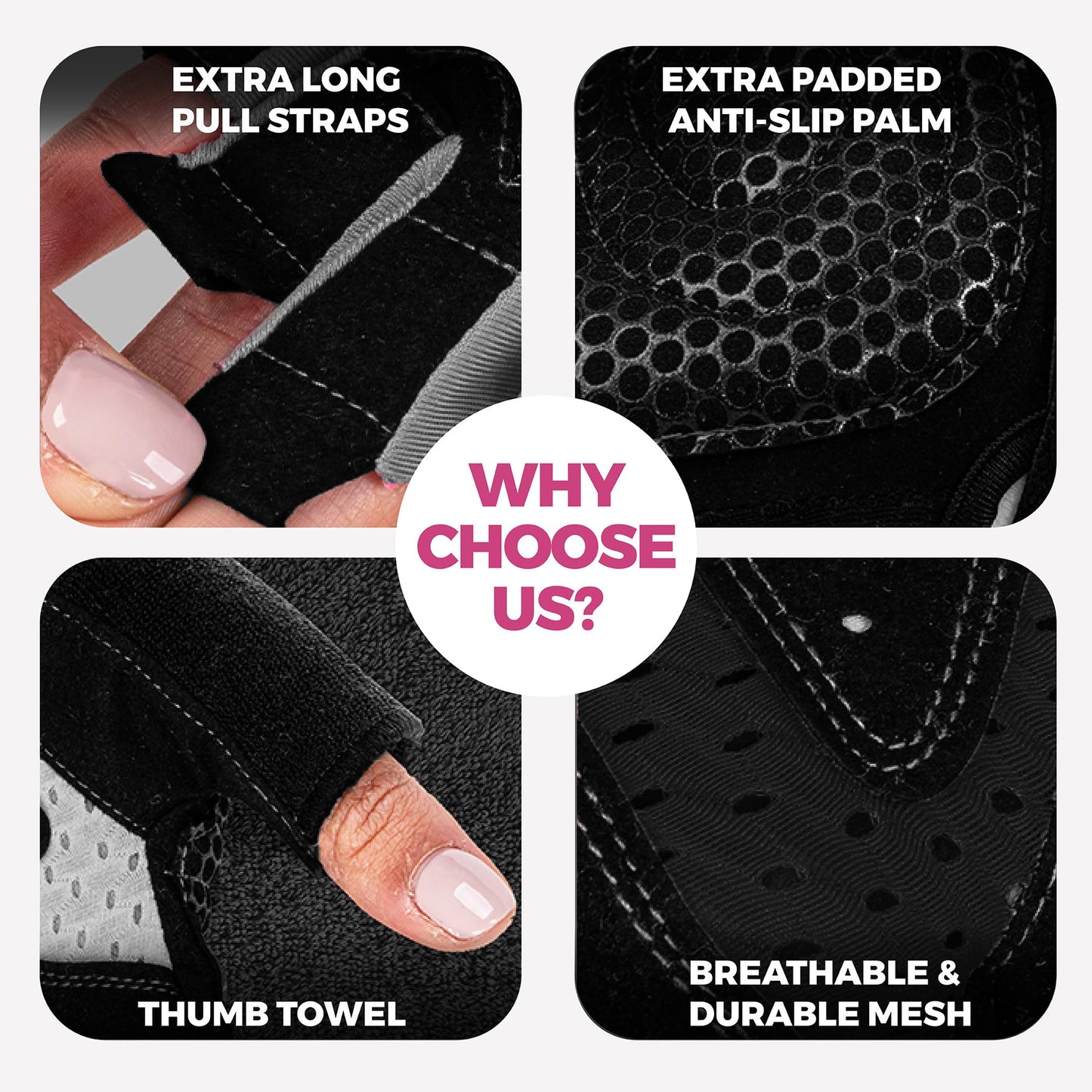 MhIL Workout Gloves for Women โ Breathable Gym Gloves for Women with Palm Protection and Enhanced Grip โ Padded Weight Lifting Glove for Womens with Wrist Wraps Support Weightlifting Exercise Cycling