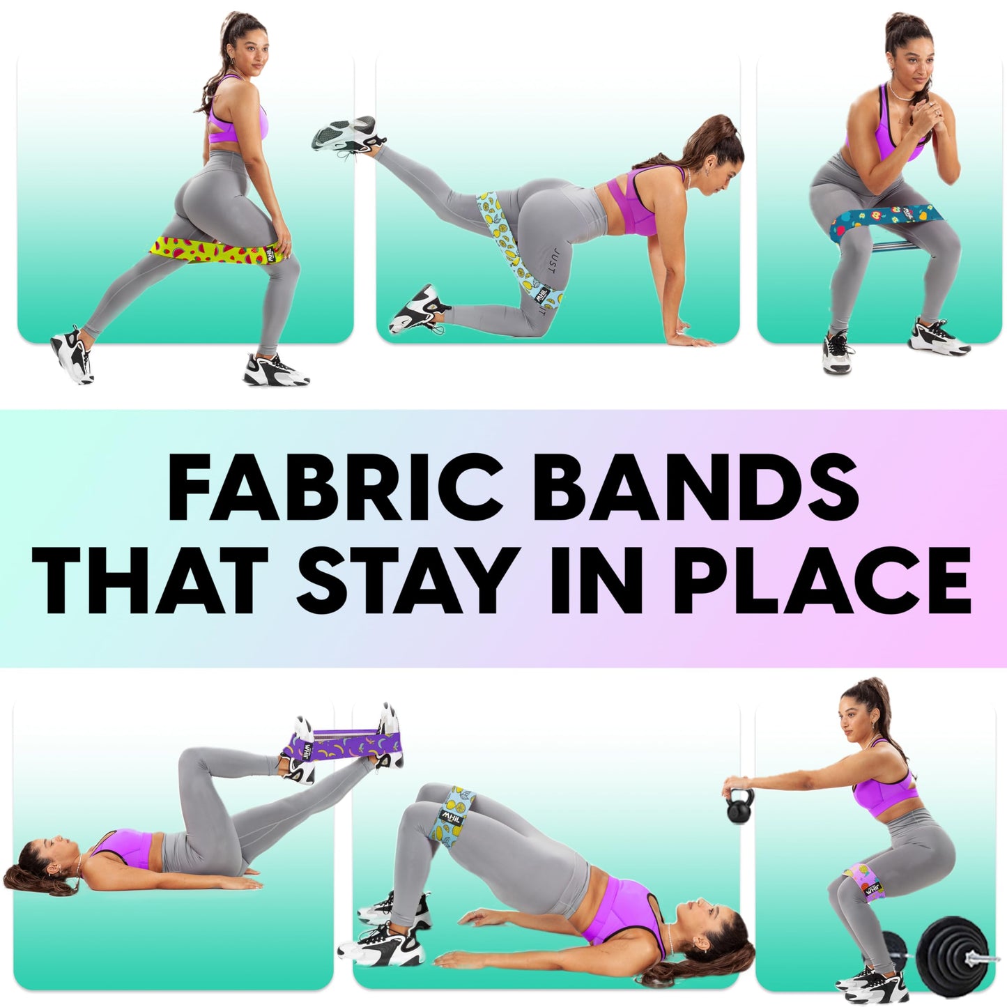 Fabric Resistance Bands for Women & Men – 4 Durable Exercise Bands for Working Out, Non-Slip & Non-Pinching Workout Bands – Multiple Resistance Levels Booty Bands for Legs Butt Glutes Hips Abs & More.
