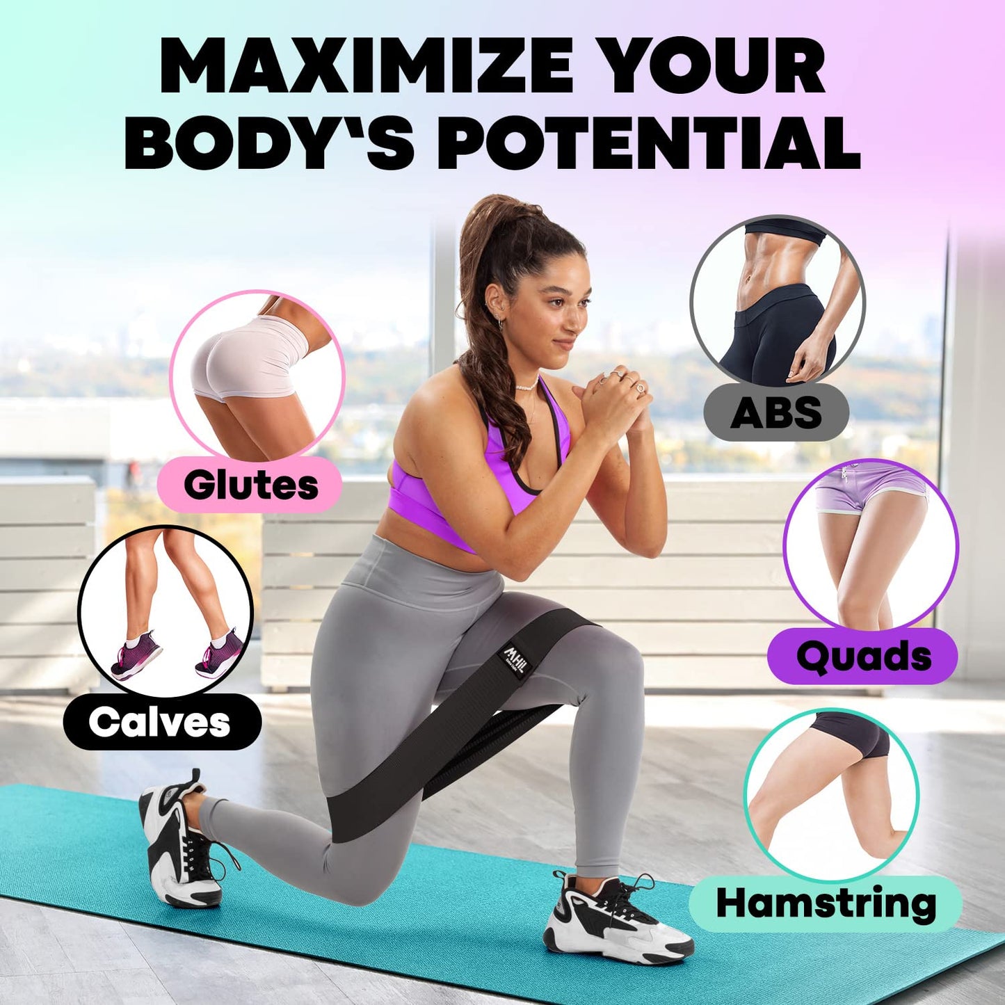 Fabric Resistance Bands for Women & Men – 4 Durable Exercise Bands for Working Out, Non-Slip & Non-Pinching Workout Bands – Multiple Resistance Levels Booty Bands for Legs Butt Glutes Hips Abs & More.
