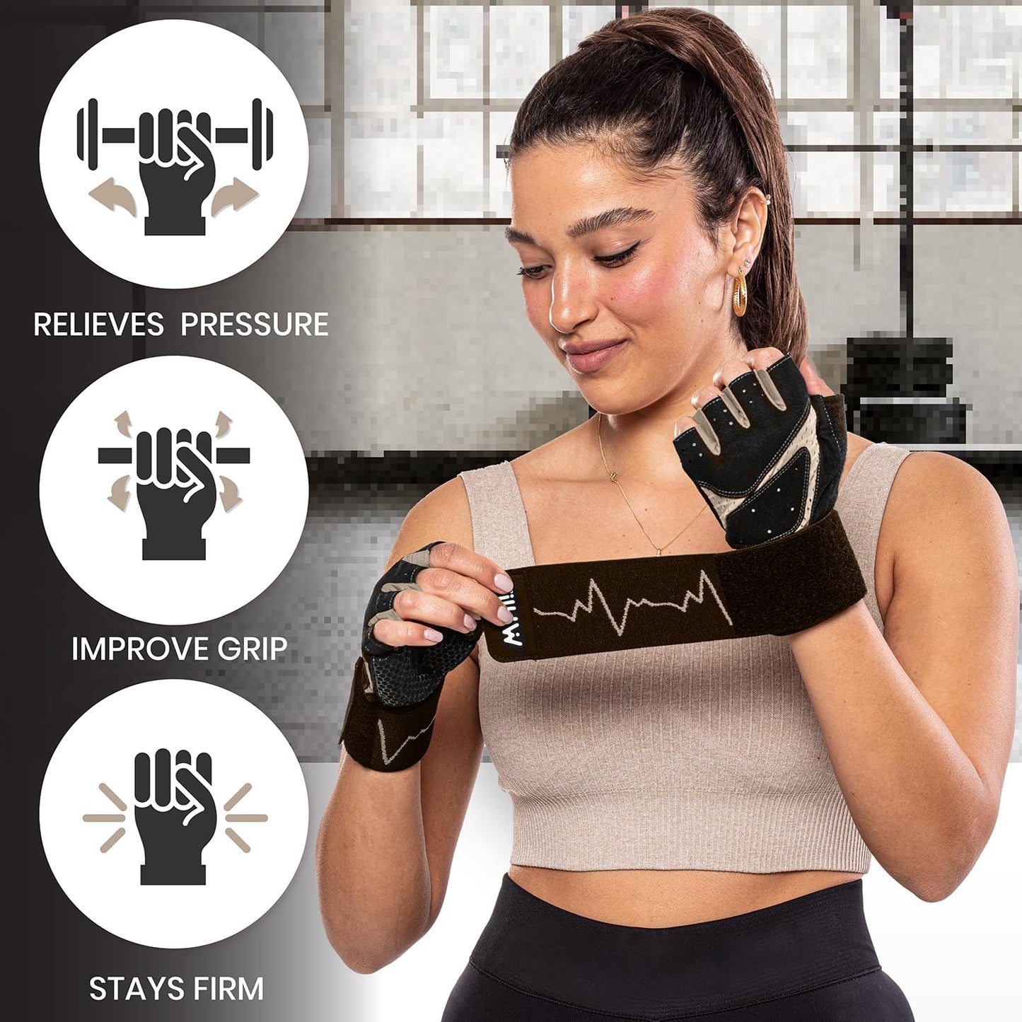 MhIL Workout Gloves for Women – Breathable Gym Gloves for Women with Palm Protection and Enhanced Grip – Padded Weight Lifting Glove for Womens with Wrist Wraps Support Weightlifting Exercise Cycling