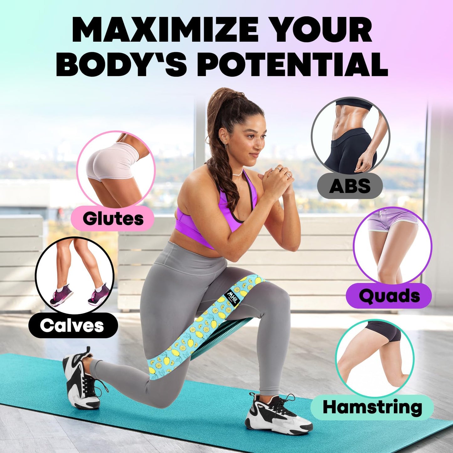 Fabric Resistance Bands for Women & Men – 4 Durable Exercise Bands for Working Out, Non-Slip & Non-Pinching Workout Bands – Multiple Resistance Levels Booty Bands for Legs Butt Glutes Hips Abs & More.