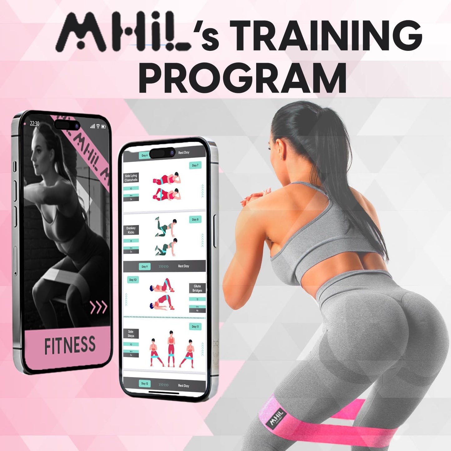 Fabric Resistance Bands for Women & Men – 4 Durable Exercise Bands for Working Out, Non-Slip & Non-Pinching Workout Bands – Multiple Resistance Levels Booty Bands for Legs Butt Glutes Hips Abs & More.