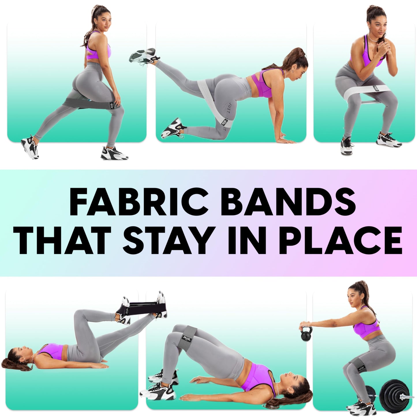 Fabric Resistance Bands for Women & Men – 4 Durable Exercise Bands for Working Out, Non-Slip & Non-Pinching Workout Bands – Multiple Resistance Levels Booty Bands for Legs Butt Glutes Hips Abs & More.