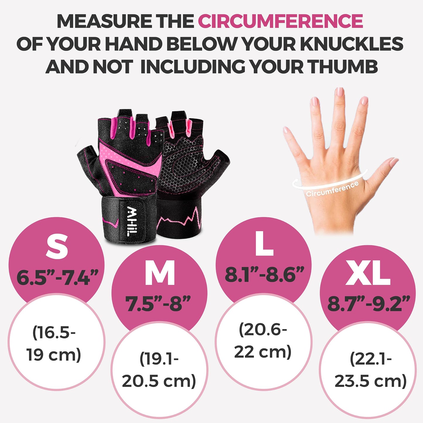 MhIL Workout Gloves for Women – Breathable Gym Gloves for Women with Palm Protection and Enhanced Grip – Padded Weight Lifting Glove for Womens with Wrist Wraps Support Weightlifting Exercise Cycling