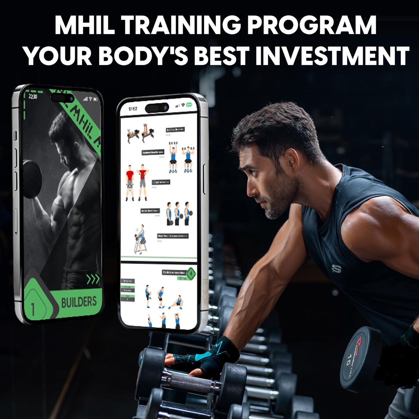 MhIL Workout Gloves for Men – Comfortable Gym Gloves for Men with Enhanced Grip for Safety and Hand Protection – Weight Lifting Protection with Wrist Wraps Support for Performance Boost and Style