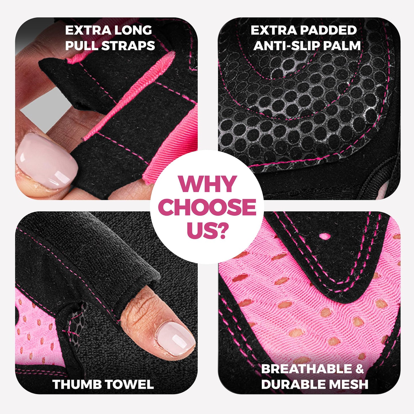 MhIL Workout Gloves for Women – Breathable Gym Gloves for Women with Palm Protection and Enhanced Grip – Padded Weight Lifting Glove for Womens with Wrist Wraps Support Weightlifting Exercise Cycling