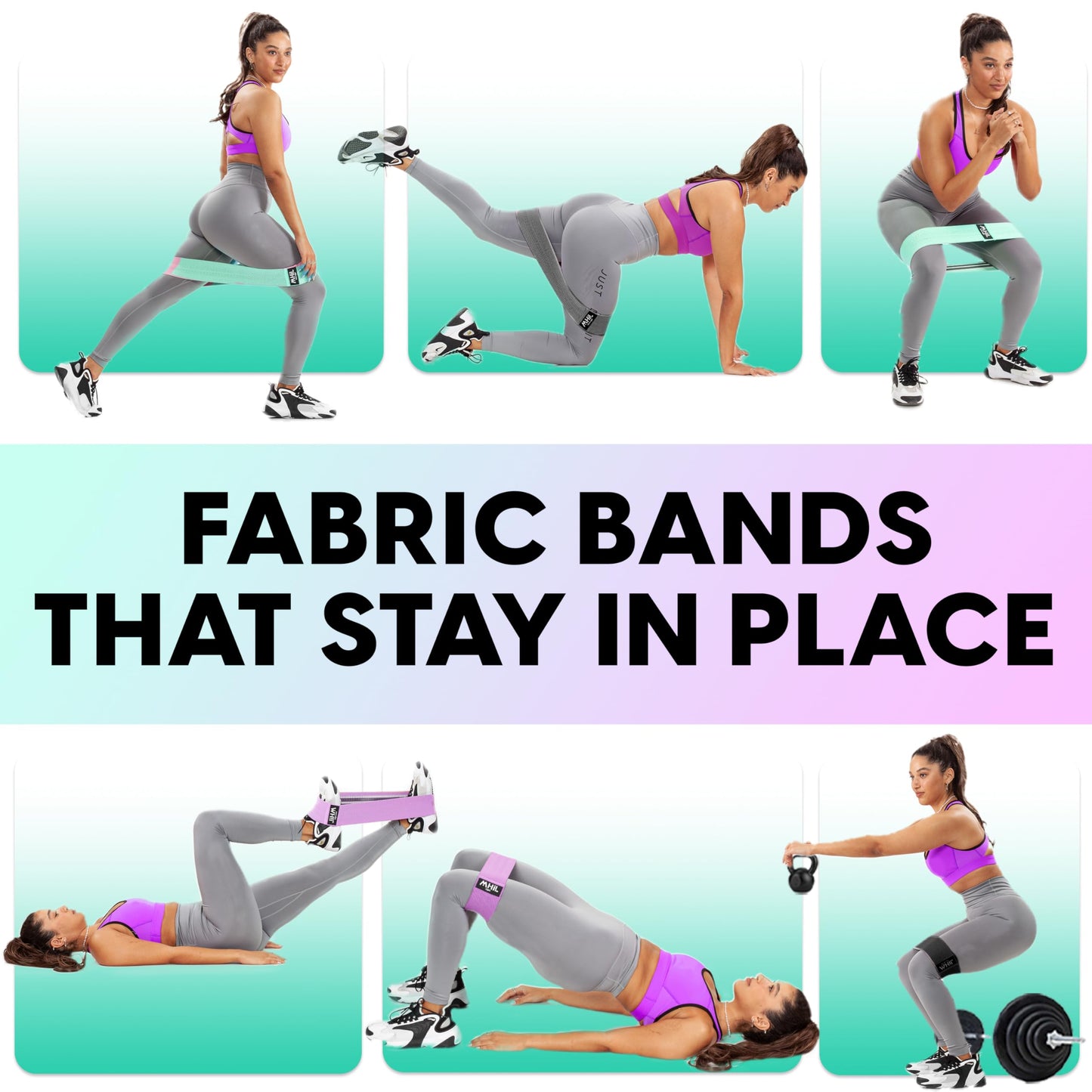 Fabric Resistance Bands for Women & Men – 4 Durable Exercise Bands for Working Out, Non-Slip & Non-Pinching Workout Bands – Multiple Resistance Levels Booty Bands for Legs Butt Glutes Hips Abs & More.
